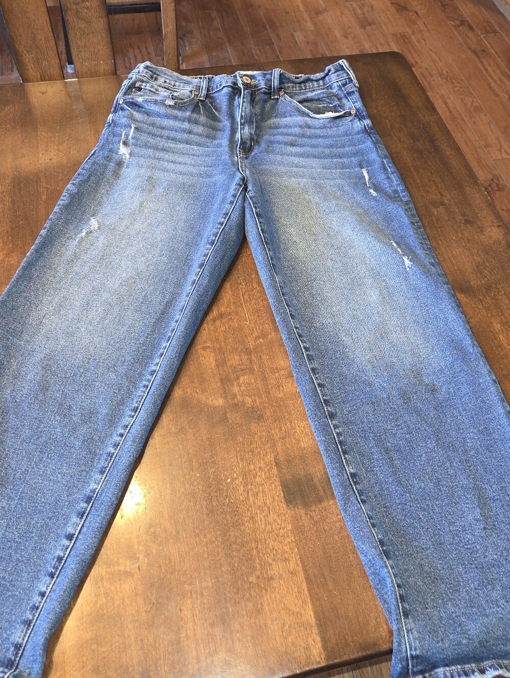 KanCan Dark Cropped Wide Legged Jeans with Elastic Waist 13/30